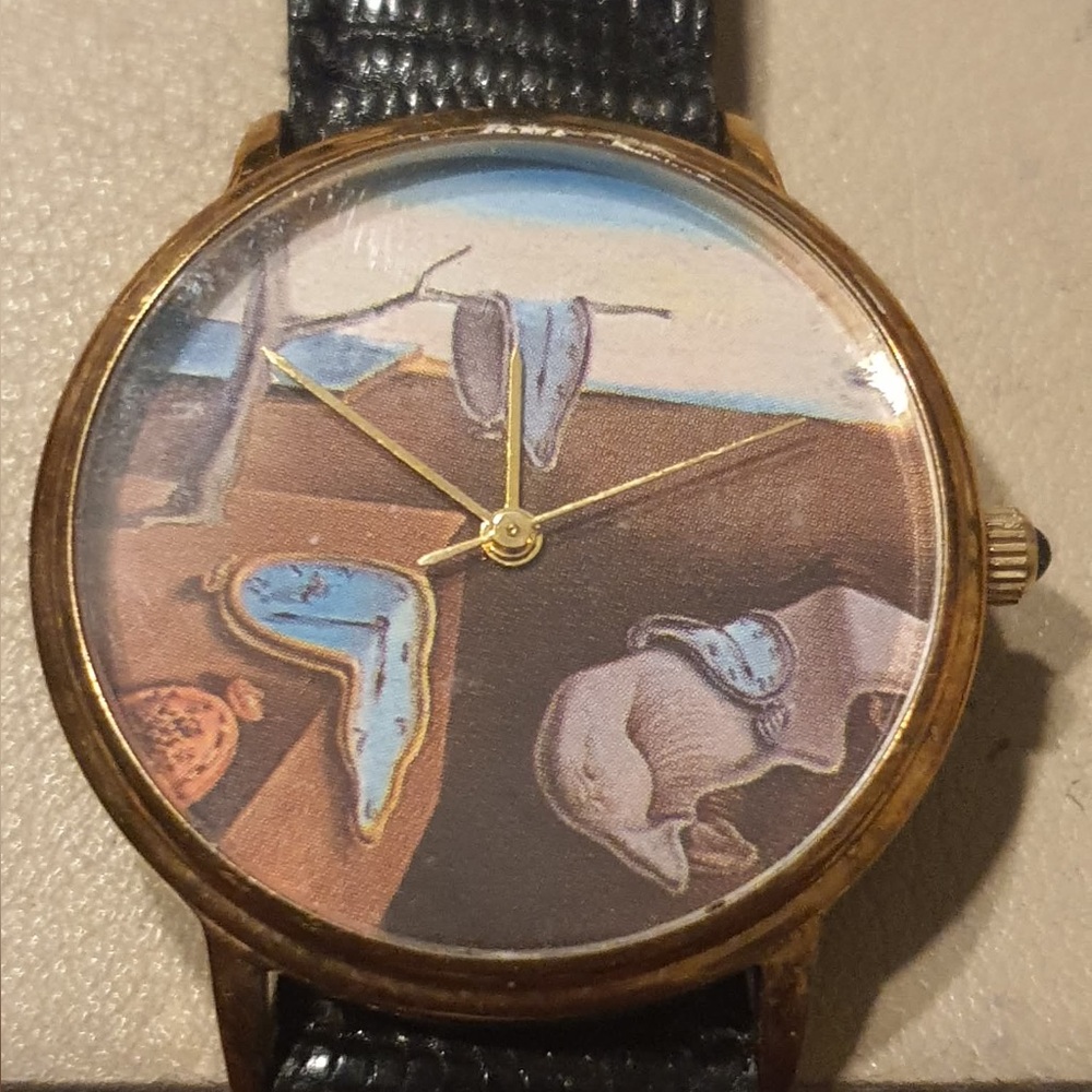 VP Salvador Dali Melting Persistence of Memory Goldtone Leather Women's Artwatch
